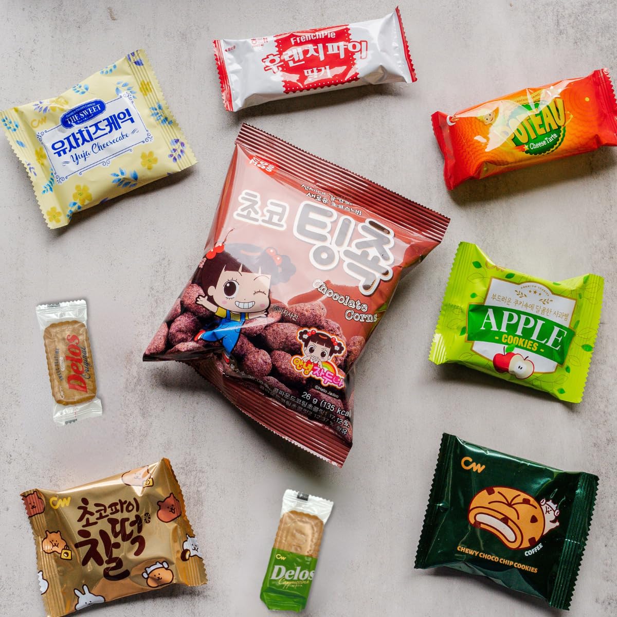 Korean snack box variety pack, 50 count individually wrapped, care package sampler with candy, cookies, chips, and treats, gift bundle for kids, students, adults, and snack lovers