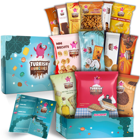 Dubai Chocolate Bar with Mega International Snack Box | Premium Exotic Foreign Snacks Unique Food Gifts Included Try Extraordinary Turkish Candies from Around the World 32 Full-Size