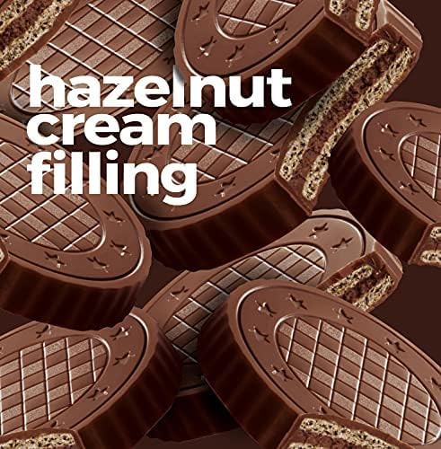 Fiorella Crunch Wafer Cookies - Delicious Chocolate Covered Crispy Thin Wafers with Layers of Hazelnut Cream Filling, Individually Wrapped, Perfect for Snacks, (Pack of 18)