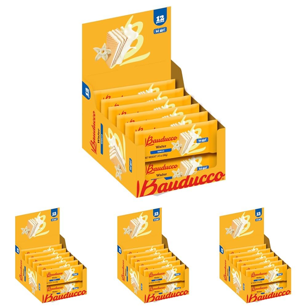 Bauducco Wafer Cookies, Assorted, Chocolate, Vanilla, and Strawberry, 60 oz (Pack of 12) - Crispy & Delicate Wafer Cookies With 3 Delicious, Indulgent Decadent Layers of Flavored Cream.