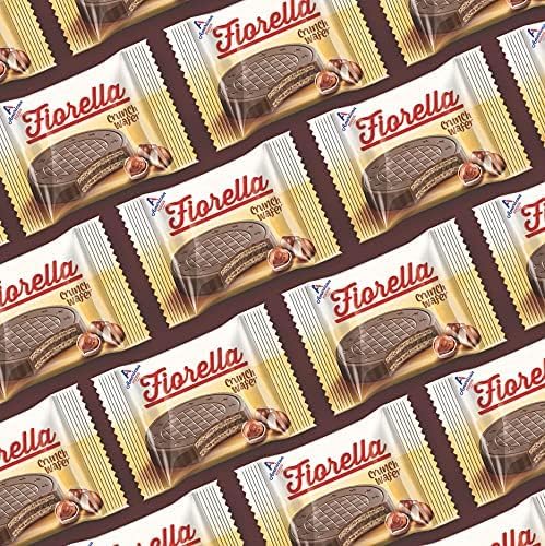 Fiorella Crunch Wafer Cookies - Delicious Chocolate Covered Crispy Thin Wafers with Layers of Hazelnut Cream Filling, Individually Wrapped, Perfect for Snacks, (Pack of 18)