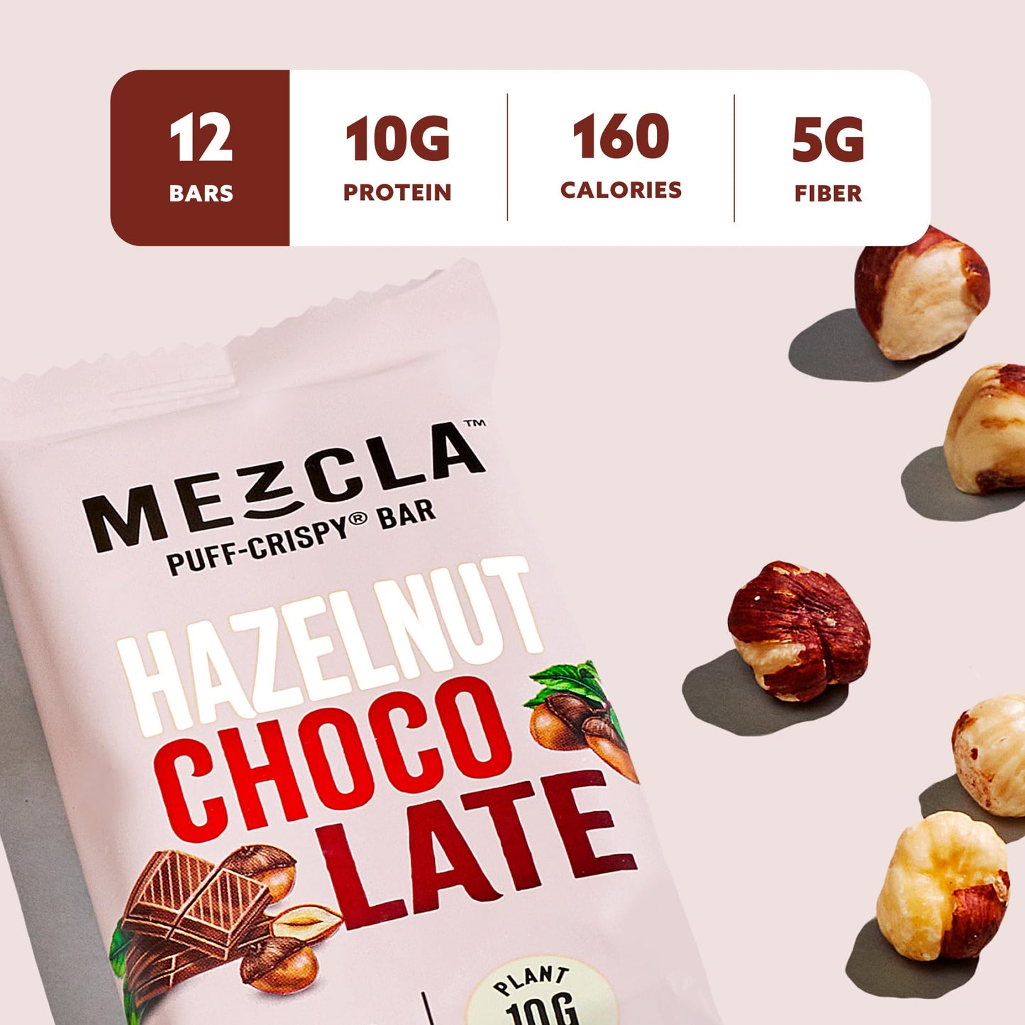 Mezcla Puff Crispy Protein Bars, Gluten Free & Vegan Protein Bars, 10g Protein, Alt for Crispy Rice Treat, Granola Bars & Breakfast Bars, Healthy Snacks for Adults, Variety Pack, 8 Count