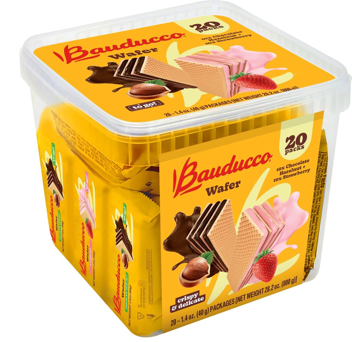 Bauducco Wafer Cookies, Assorted, Chocolate, Vanilla, and Strawberry, 60 oz (Pack of 12) - Crispy & Delicate Wafer Cookies With 3 Delicious, Indulgent Decadent Layers of Flavored Cream.