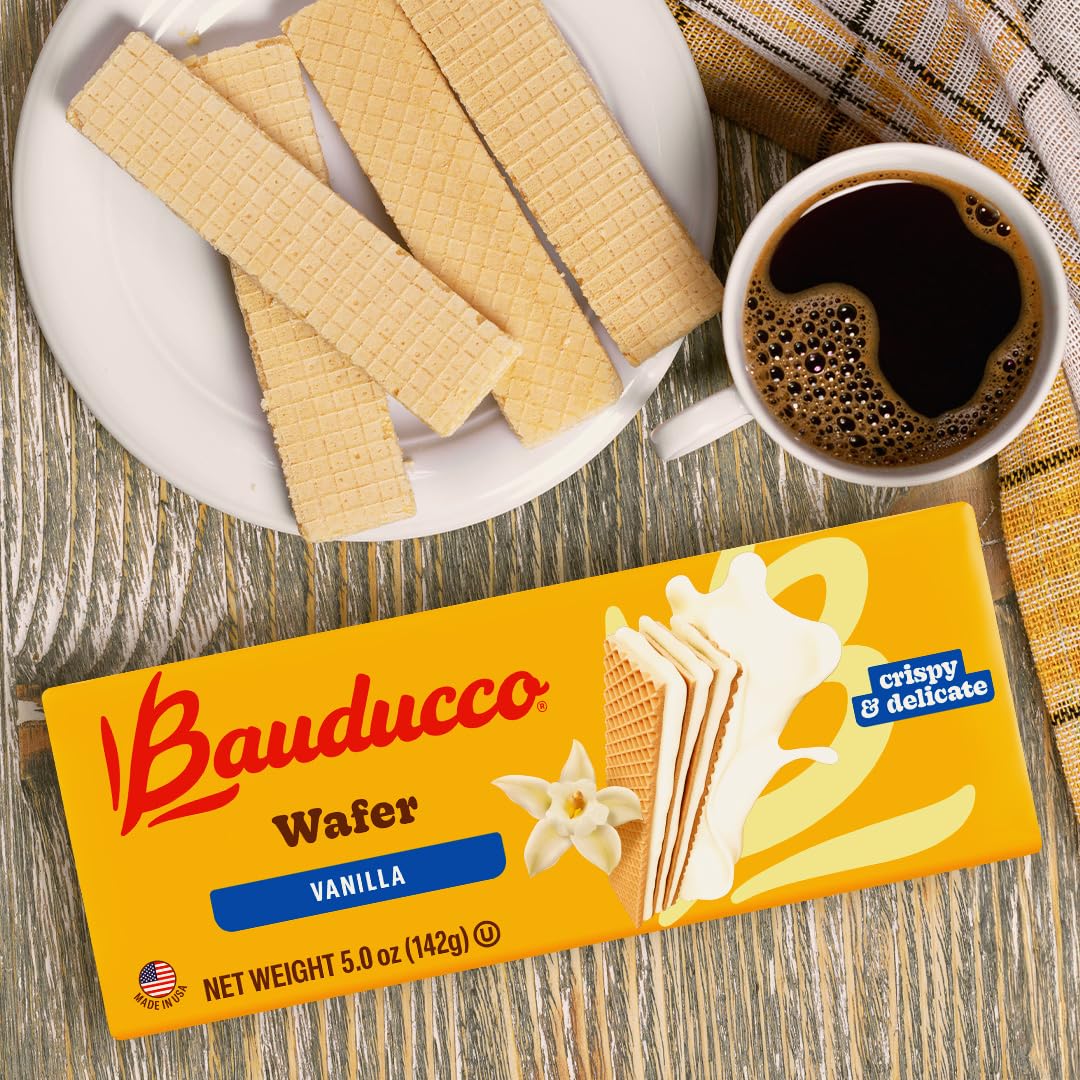 Bauducco Wafer Cookies, Assorted, Chocolate, Vanilla, and Strawberry, 60 oz (Pack of 12) - Crispy & Delicate Wafer Cookies With 3 Delicious, Indulgent Decadent Layers of Flavored Cream.