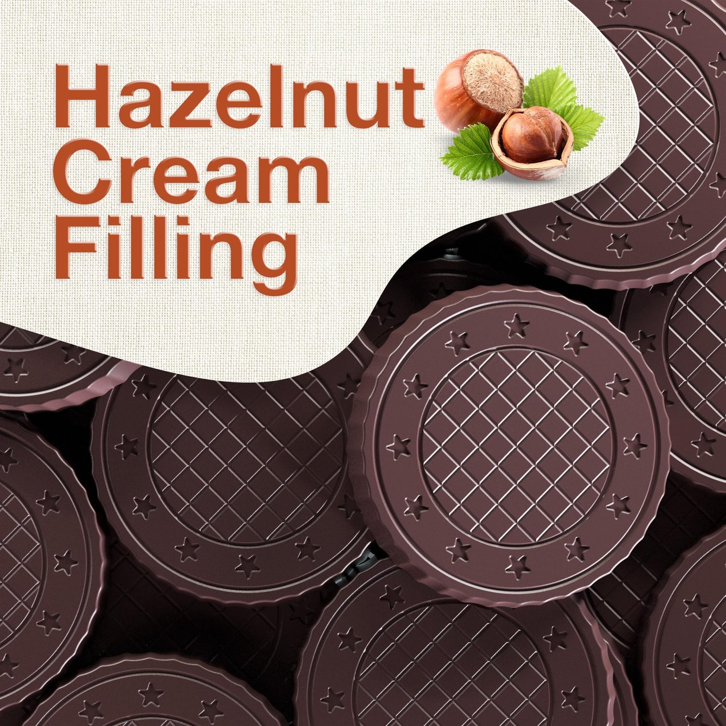 Fiorella Crunch Wafer Cookies - Delicious Chocolate Covered Crispy Thin Wafers with Layers of Hazelnut Cream Filling, Individually Wrapped, Perfect for Snacks, (Pack of 18)