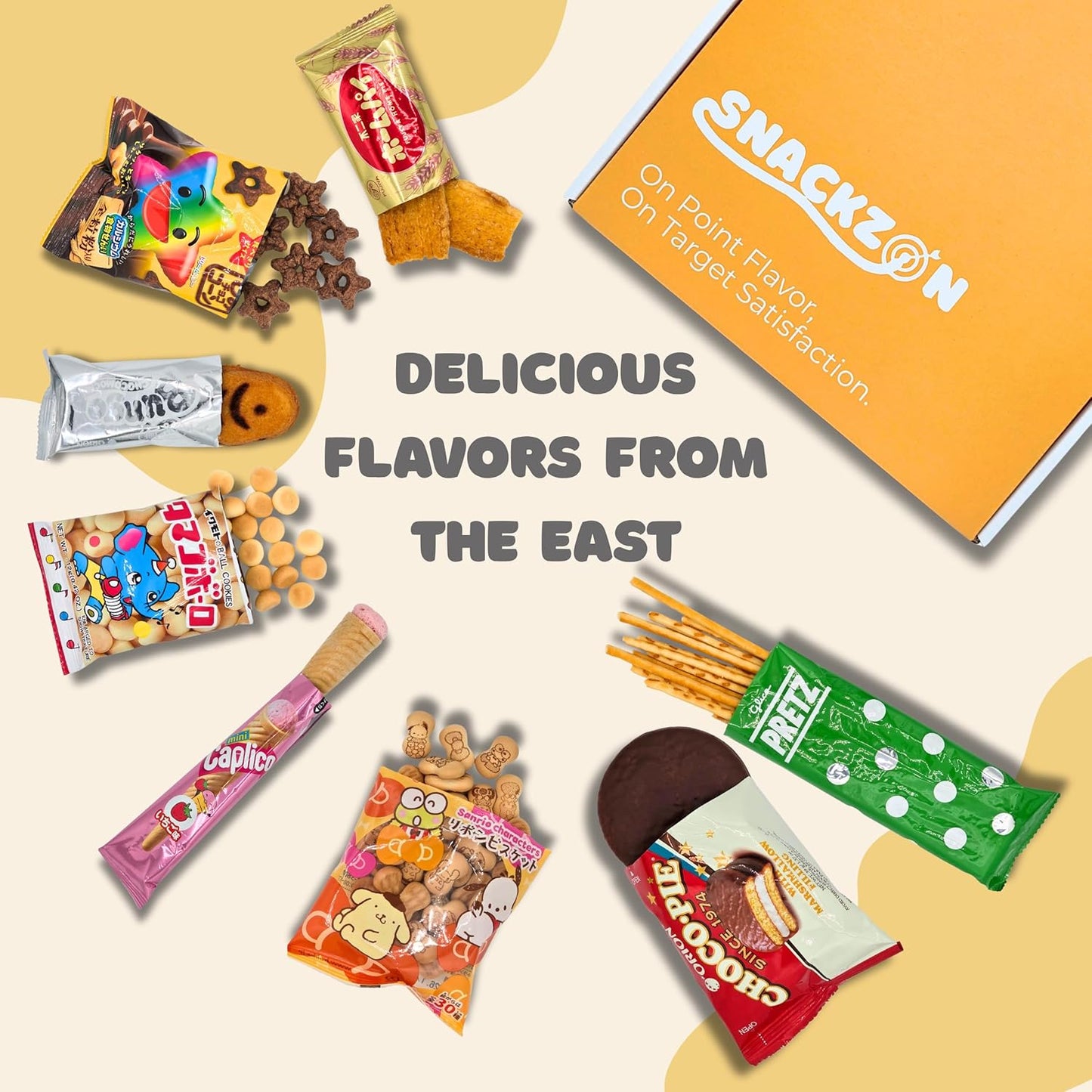SNACKZON 44-Piece Assorted Japanese Korean Snacks Gift Set - Sweet & Savory Assortment from Japan, Korea & More