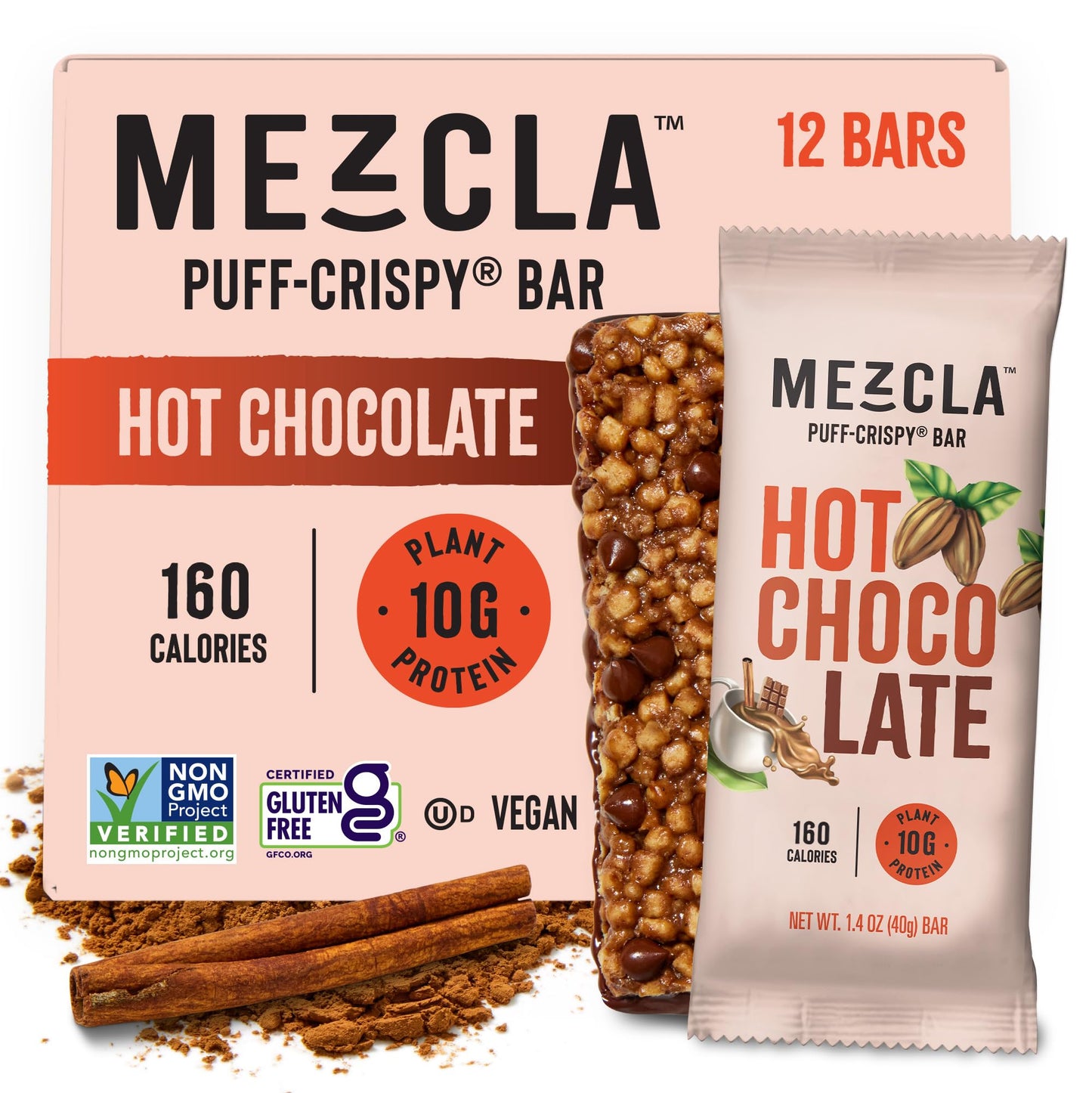Mezcla Puff Crispy Protein Bars, Gluten Free & Vegan Protein Bars, 10g Protein, Alt for Crispy Rice Treat, Granola Bars & Breakfast Bars, Healthy Snacks for Adults, Variety Pack, 8 Count