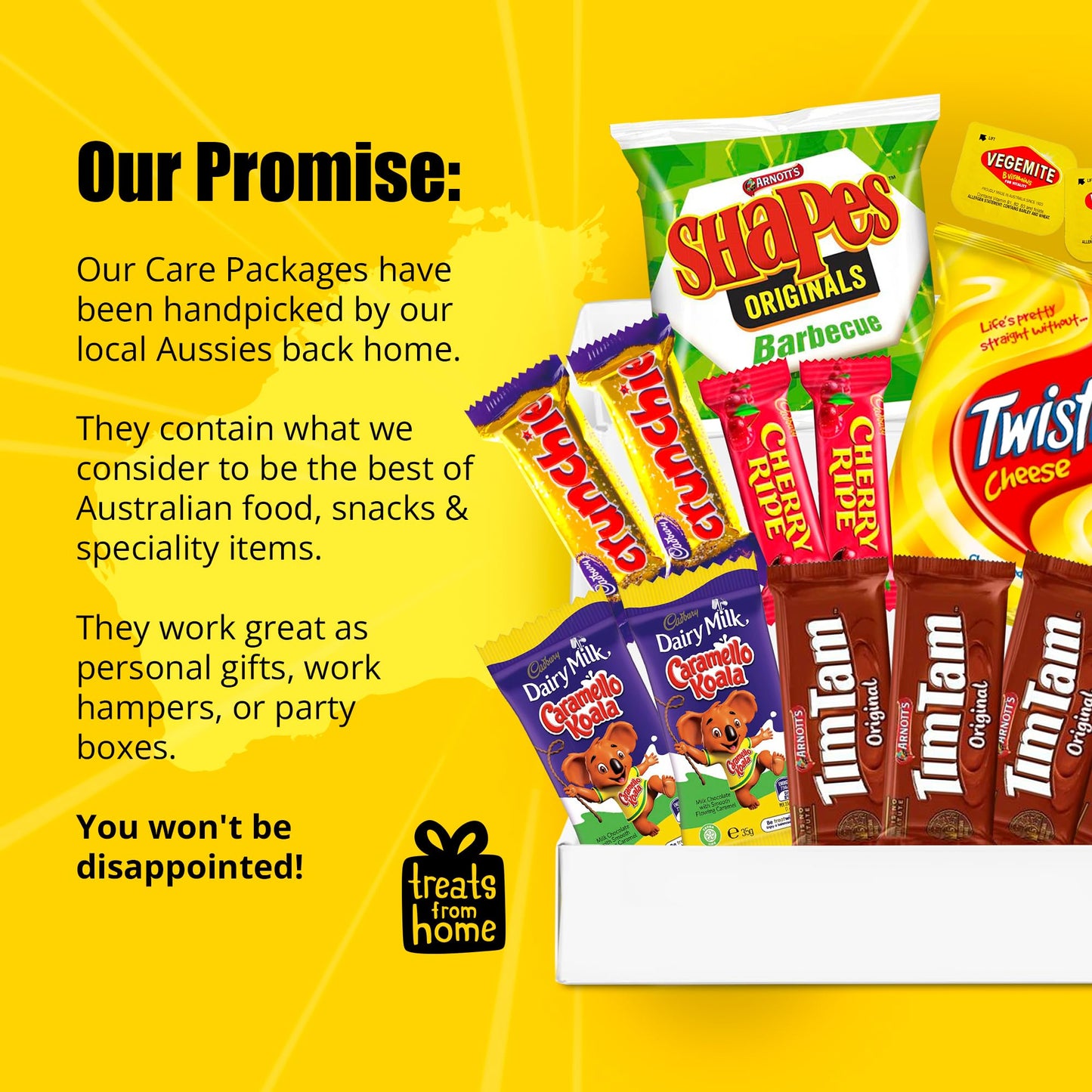 Australian Snack Box with Tim Tams, Cadbury, Cherry Ripe, Authentic Australian Snacks and Candy, Perfect Australian Gift