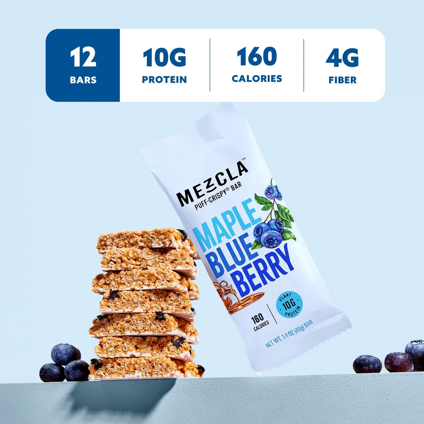 Mezcla Puff Crispy Protein Bars, Gluten Free & Vegan Protein Bars, 10g Protein, Alt for Crispy Rice Treat, Granola Bars & Breakfast Bars, Healthy Snacks for Adults, Variety Pack, 8 Count