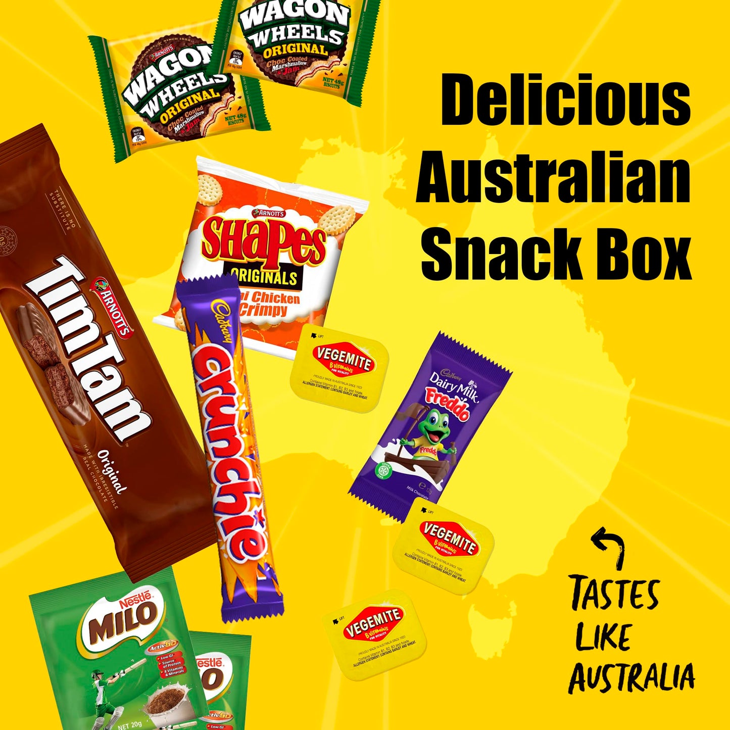 Australian Snack Box with Tim Tams, Cadbury, Cherry Ripe, Authentic Australian Snacks and Candy, Perfect Australian Gift