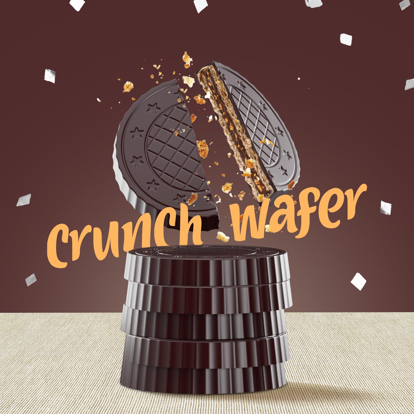 Fiorella Crunch Wafer Cookies - Delicious Chocolate Covered Crispy Thin Wafers with Layers of Hazelnut Cream Filling, Individually Wrapped, Perfect for Snacks, (Pack of 18)