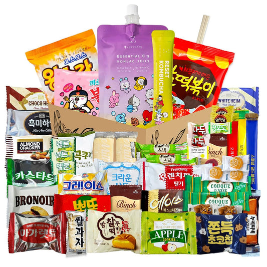 Korean Snack Box 48 Count - Variety of Individually Wrapped Korean Snacks with Chips, Cookies, Ramen and Candy for Kids, Children, College Students, and Adults. Gift Box for K-Food Lovers - Journey of Korea