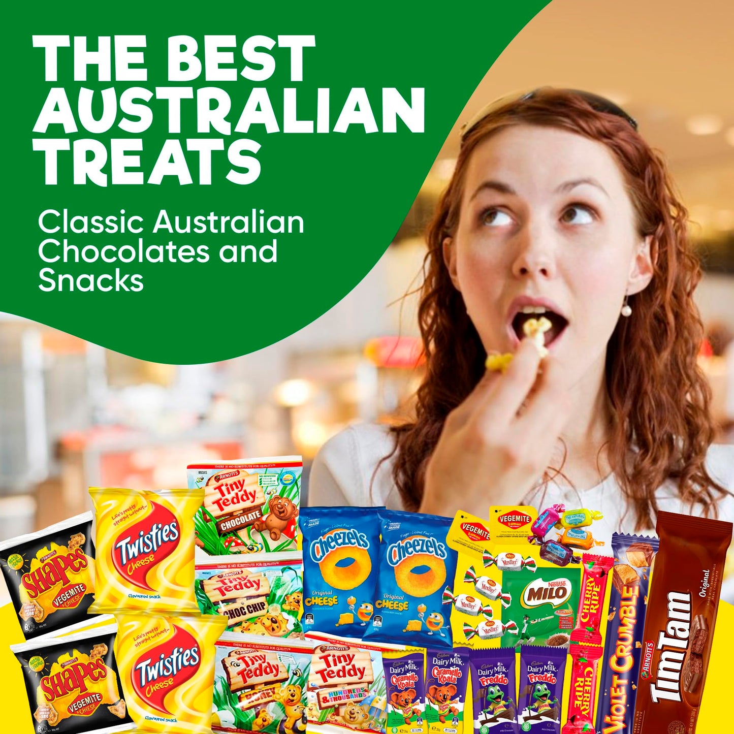 Australian Snack Box with Tim Tams, Cadbury, Cherry Ripe, Authentic Australian Snacks and Candy, Perfect Australian Gift