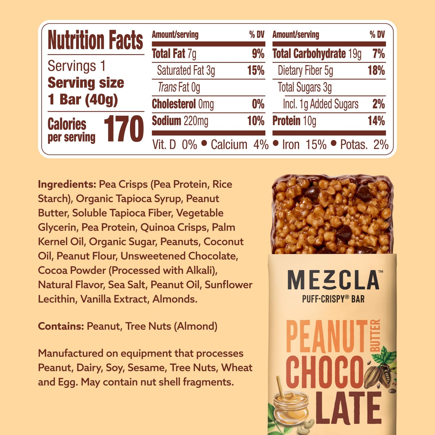 Mezcla Puff Crispy Protein Bars, Gluten Free & Vegan Protein Bars, 10g Protein, Alt for Crispy Rice Treat, Granola Bars & Breakfast Bars, Healthy Snacks for Adults, Variety Pack, 8 Count