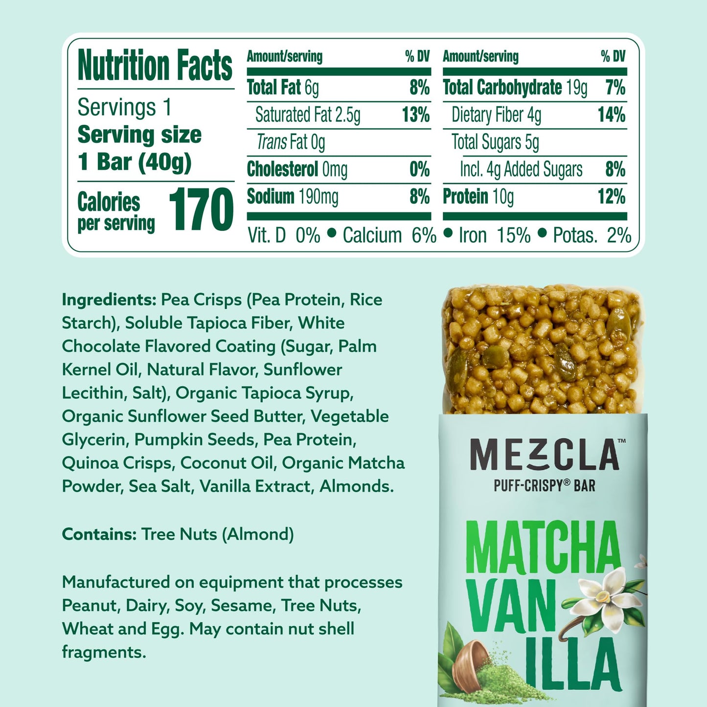 Mezcla Puff Crispy Protein Bars, Gluten Free & Vegan Protein Bars, 10g Protein, Alt for Crispy Rice Treat, Granola Bars & Breakfast Bars, Healthy Snacks for Adults, Variety Pack, 8 Count