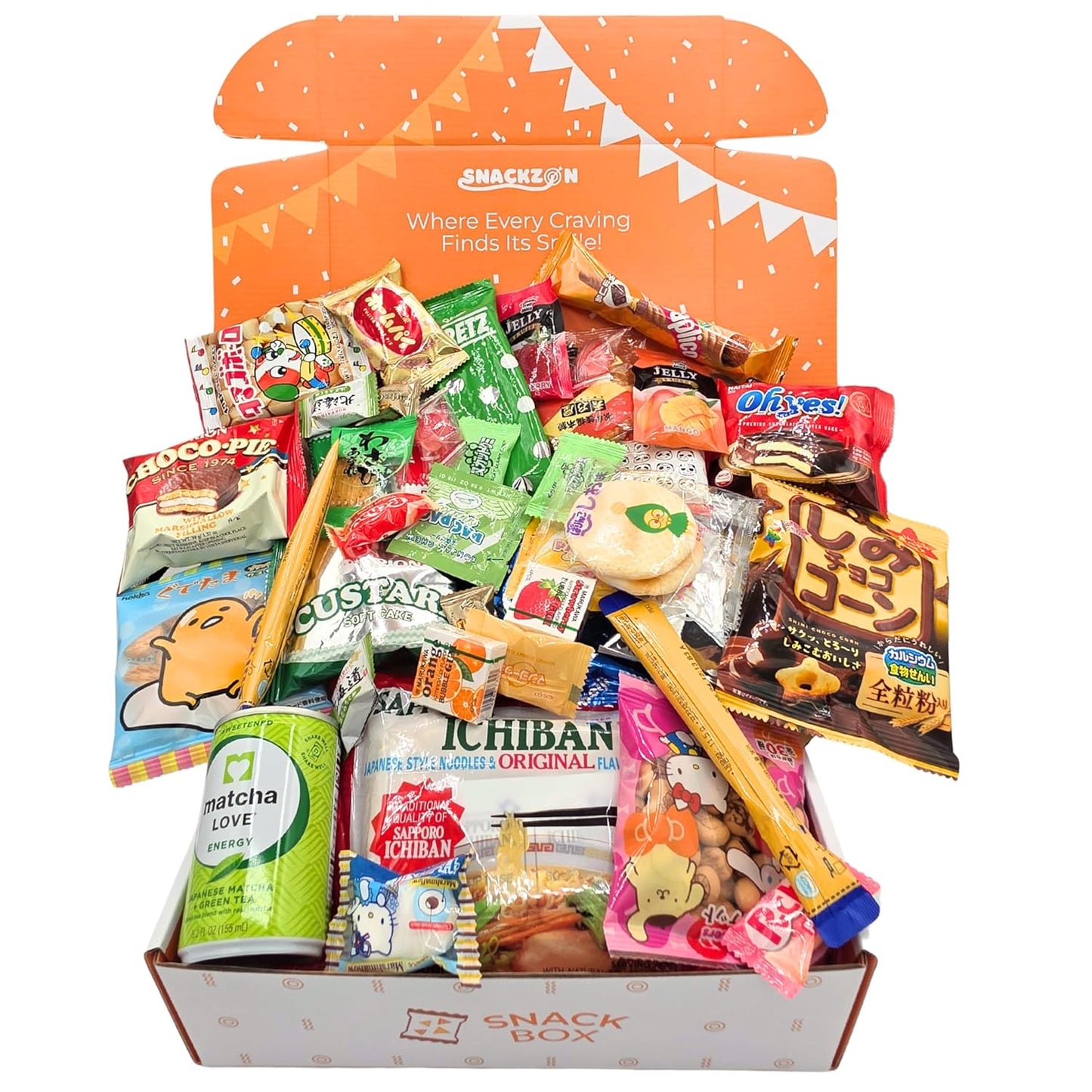 SNACKZON 44-Piece Assorted Japanese Korean Snacks Gift Set - Sweet & Savory Assortment from Japan, Korea & More