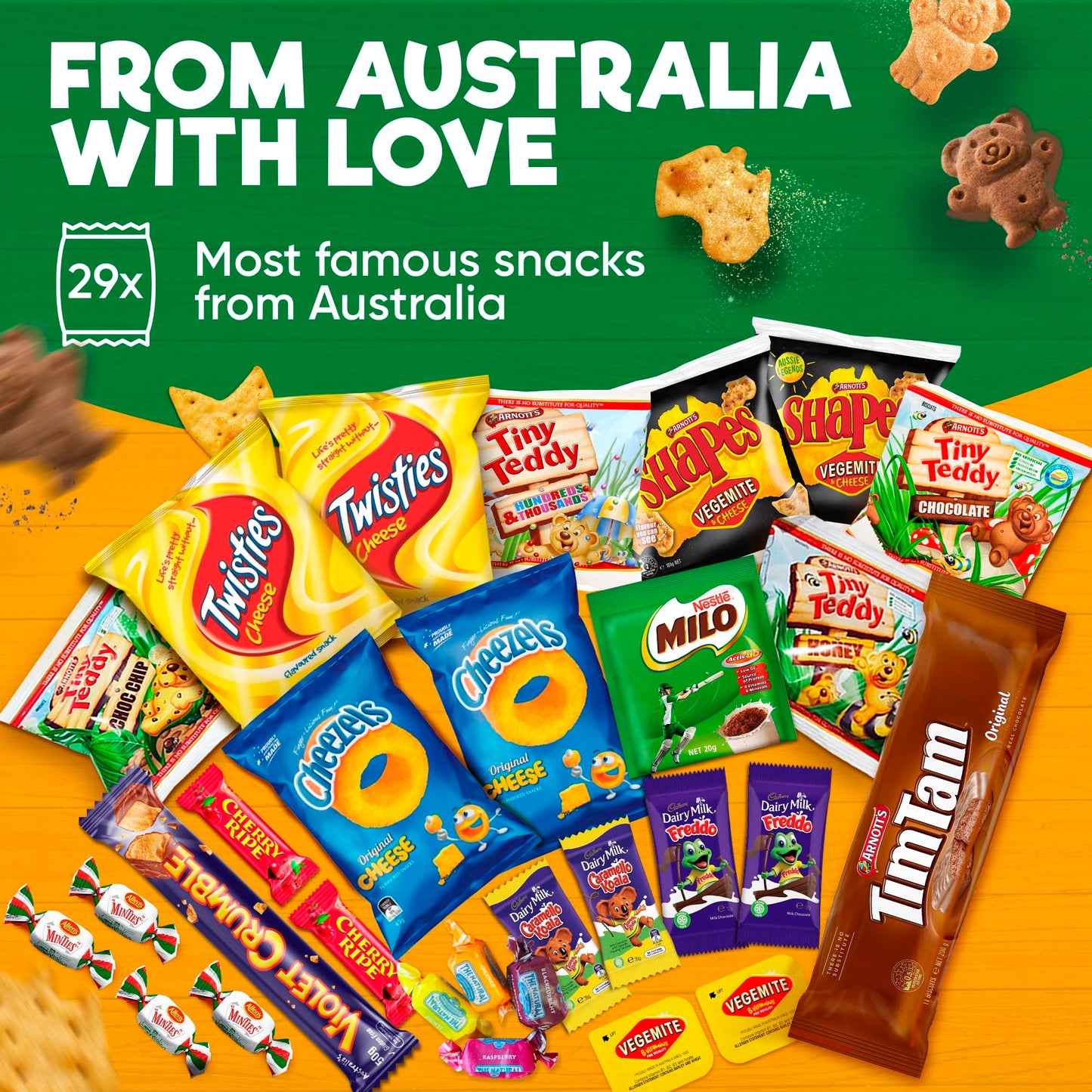 Australian Snack Box with Tim Tams, Cadbury, Cherry Ripe, Authentic Australian Snacks and Candy, Perfect Australian Gift