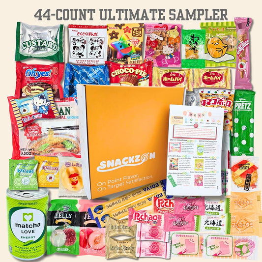 SNACKZON 44-Piece Assorted Japanese Korean Snacks Gift Set - Sweet & Savory Assortment from Japan, Korea & More